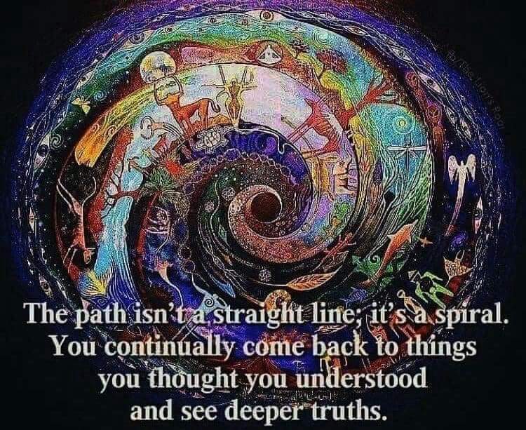 Der Weg ist keine gerade Linie; es ist eine Spirale. Sie kehren immer wieder zu Dingen zurück, die Sie zu verstehen glaubten und erkennen tiefere Wahrheiten.